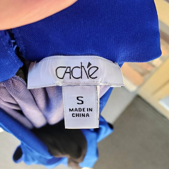 Cache Blue and Black Halter Top Blouse Size Small - Picture 4 of 7